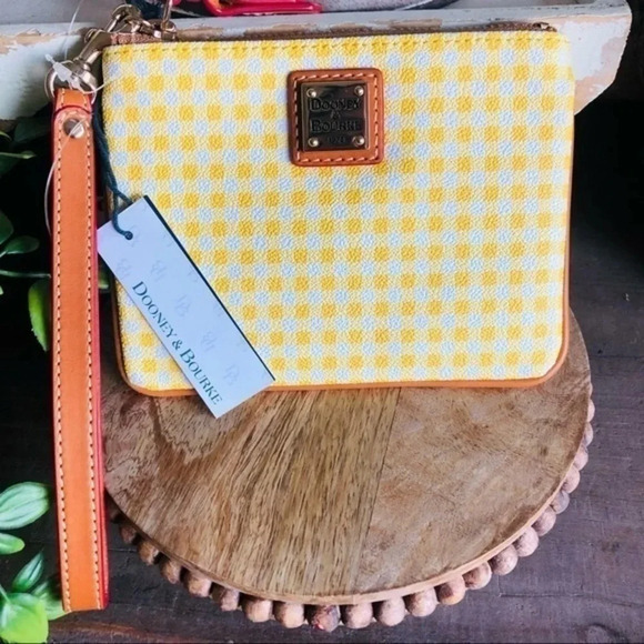 Dooney & Bourke Handbags - Dooney & Bourke Gingham Yellow Wristlet NWT